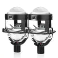 Pair of Bi-LED projector headlight lenses on a white background