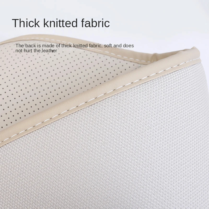 Close-up of the ISOFIX Child Seat Protector's thick knitted fabric backing that protects the leather seat beneath
