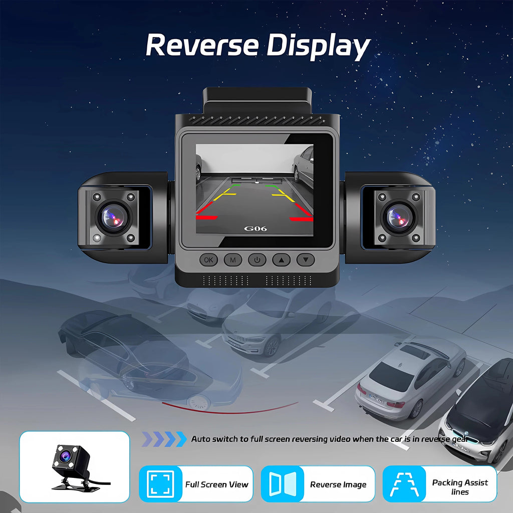 4-Channel WiFi Dash Cam icon graphic highlighting four-channel camera coverage