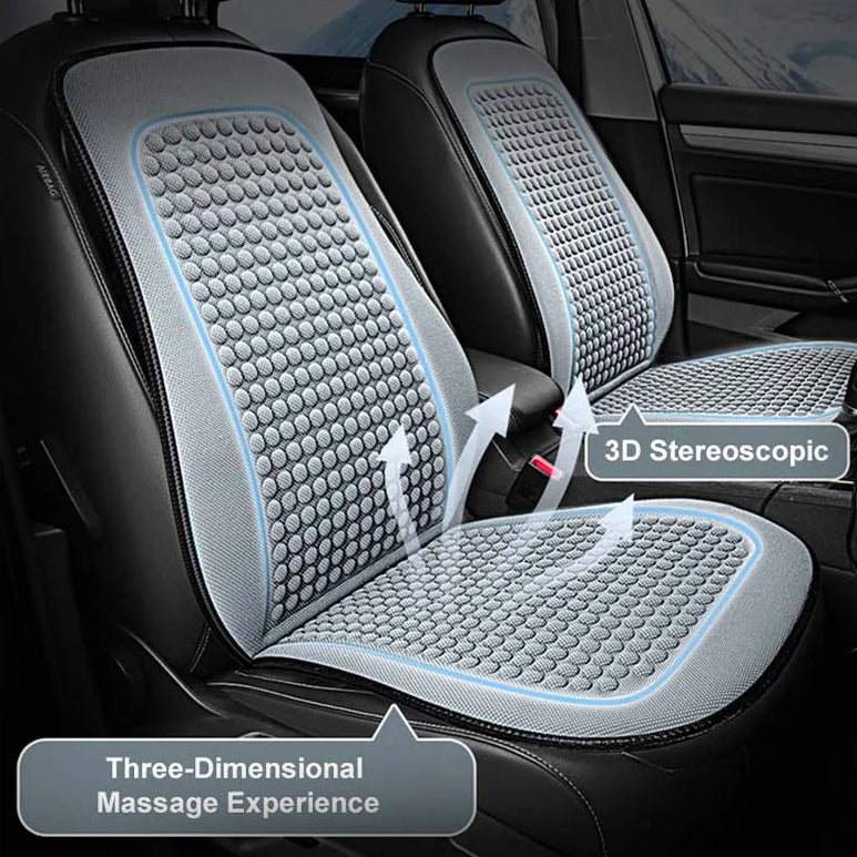 Ice-Silk Seat Cushion's 3D stereoscopic massage bead texture fitted to a car's front seats