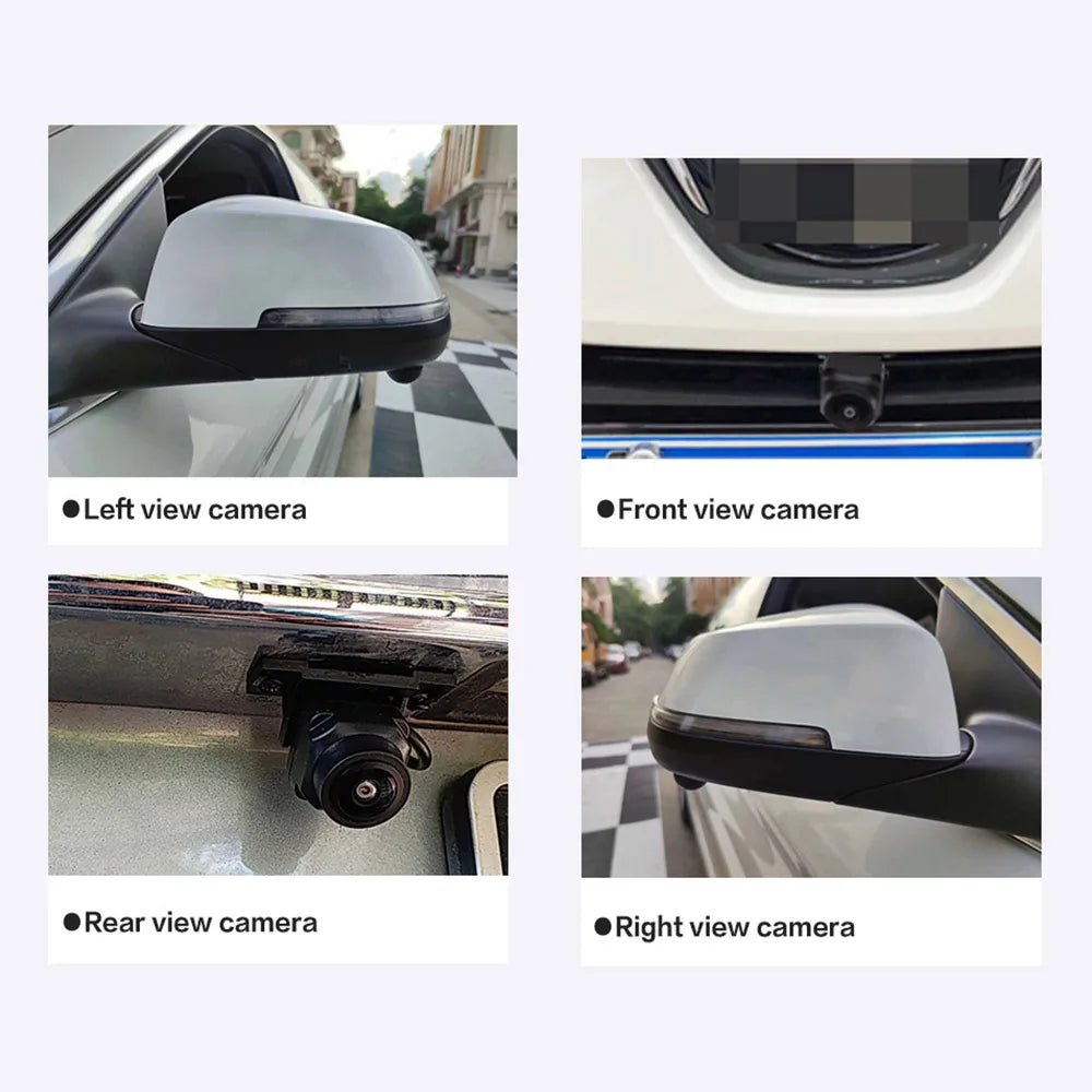 Two 360 Degree Panoramic Car Camera units side by side showing front and rear cameras