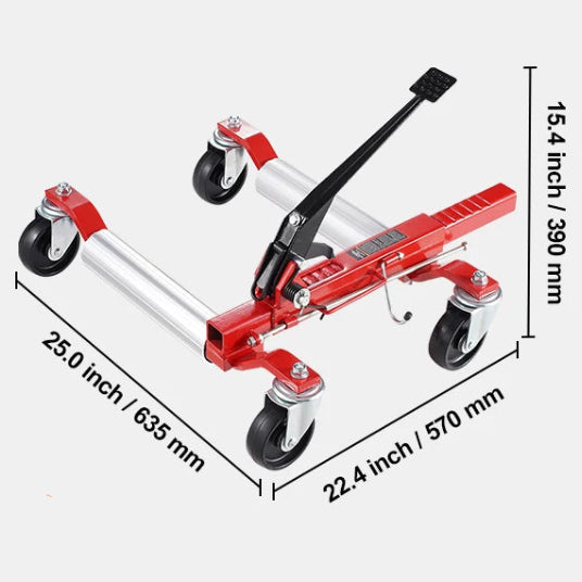Ratchet Wheel Dolly dimension diagram measuring 635 mm long, 570 mm wide and 390 mm high