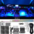Dual-Zone Ambient Light Kit 18 in 1 version lighting a car interior blue with light strips and lamps laid out