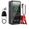 Pro Jump Starter & Inflator 5000A 150 PSI with digital display, jumper clamps, air hose, nozzles, USB-C cable and storage pouch