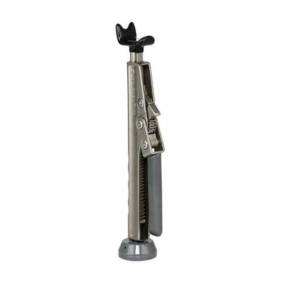 Motorcycle Ratchet Lift Stand folding metal stand with black paddle handle and grey rubber base