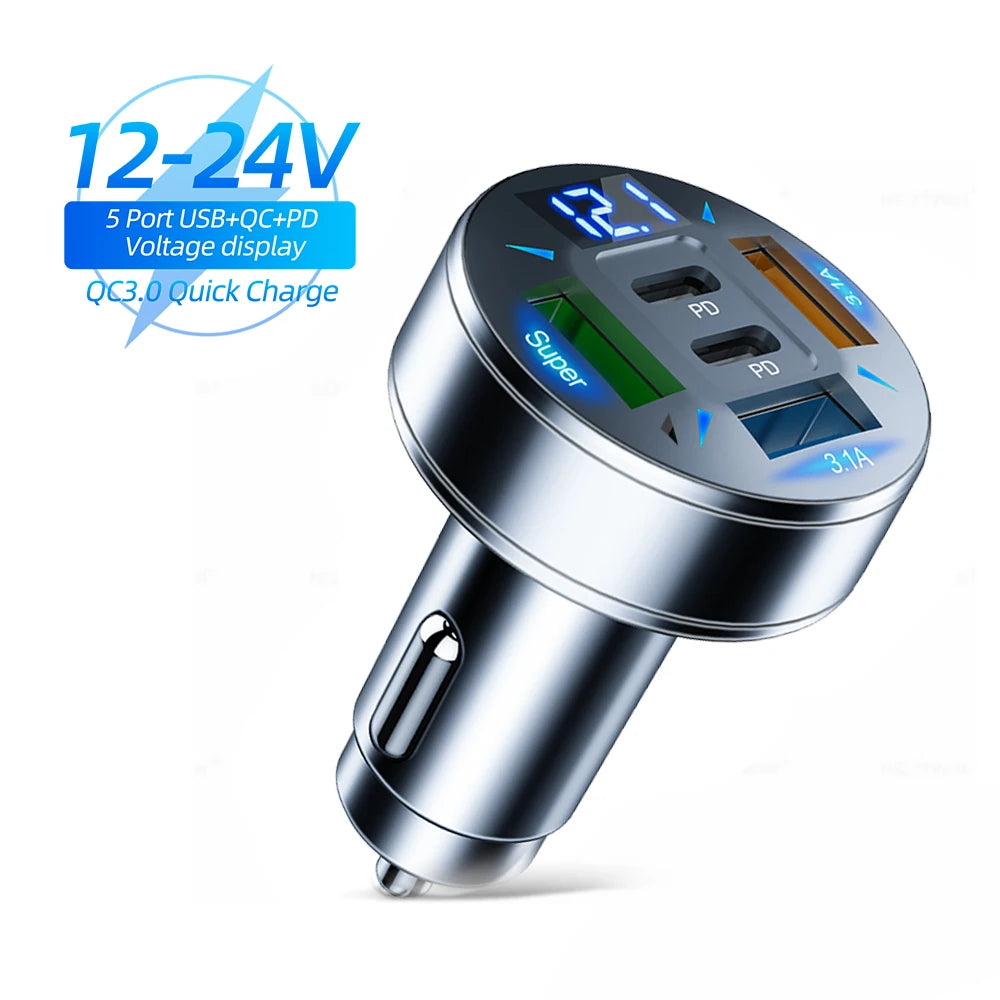 Magnetic wireless car charger mount with semiconductor cooling ring displayed against a snowy mountain background