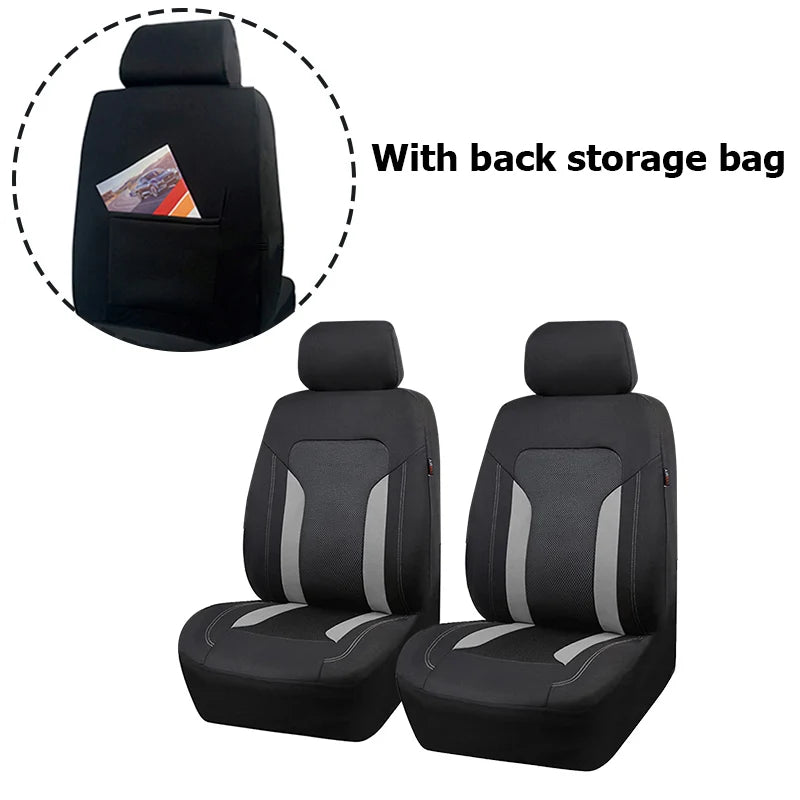 Breathable Mesh Seat Cover front seat with built-in back storage bag for magazines and tablets
