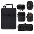 Heavy-Duty Car Back Seat Organiser tactical hanging storage bag set in black 600D Oxford fabric, shown on a plain white background.