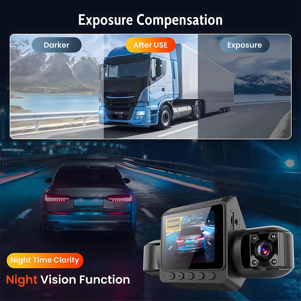 4-Channel WiFi Dash Cam 24 hour full protection night driving marketing image