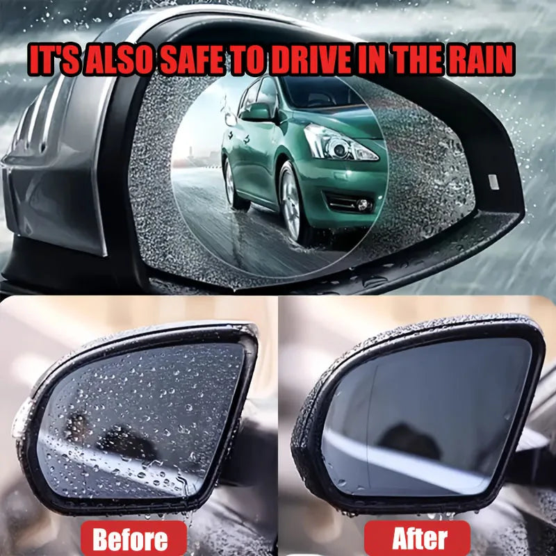 Glass Hydrophobic Coating Spray rainproof side mirror before and after comparison in wet weather