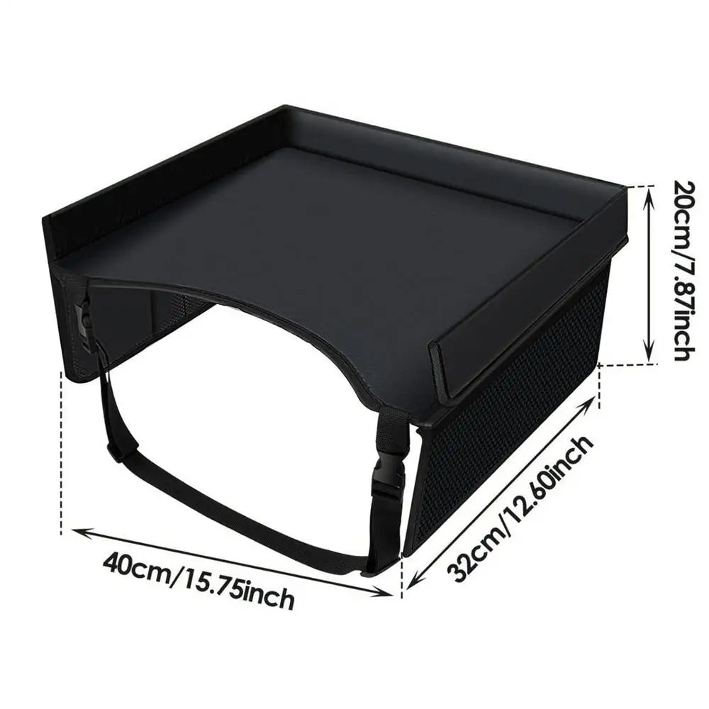 Black kids car seat travel tray dimensions 40cm length by 32cm width by 20cm height