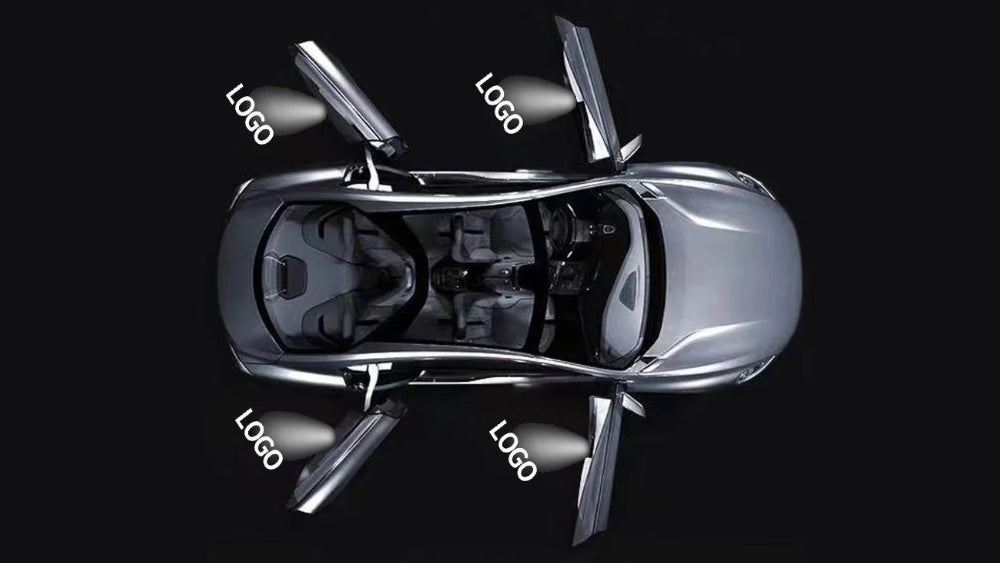 LED Door Welcome Lights high-definition projection diagram showing coverage on all four car doors