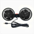 Dual-Head Headrest Cooling Fan black variant front view studio product shot with coiled USB power cable on a white background