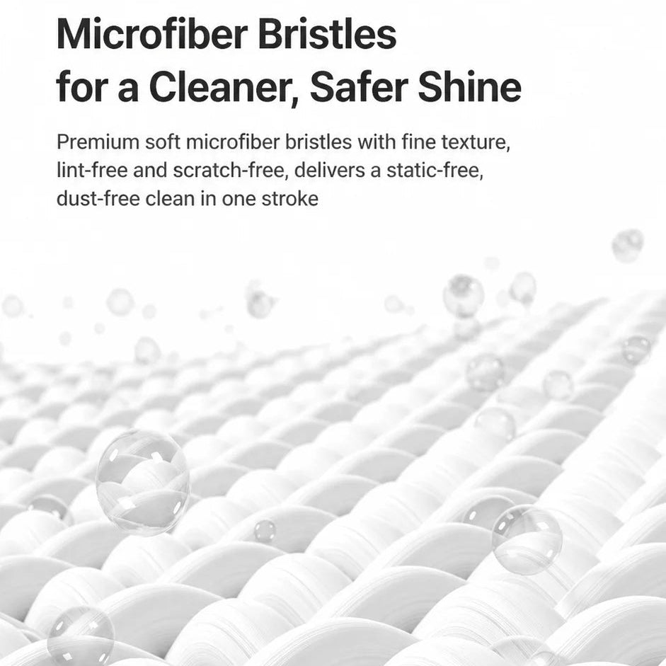 Close-up of the soft grey-white microfibre bristles on the Telescopic Microfibre Car Duster