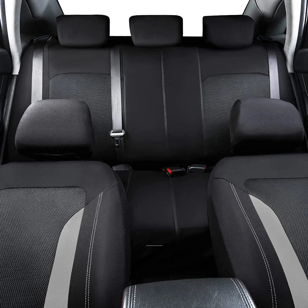 Close-up of Breathable Mesh Seat Cover rear bench headrests and centre armrest pass-through
