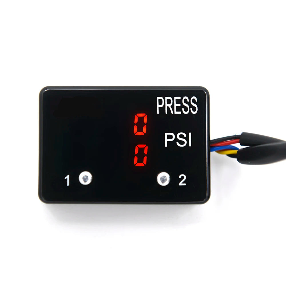 Dual Digital Pressure Gauge black display unit with red LED PSI readout for two air pressure channels