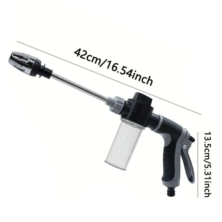 Foam Wash Hose Gun dimensions: 42 cm long and 13.5 cm tall