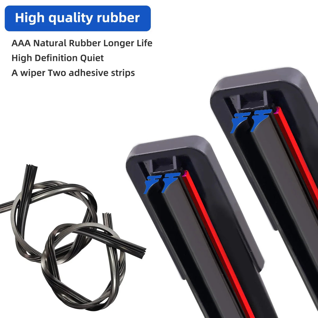 Universal Beam Windscreen Wiper Blade AAA natural rubber strip with two adhesive strips for a longer lasting, high definition wipe