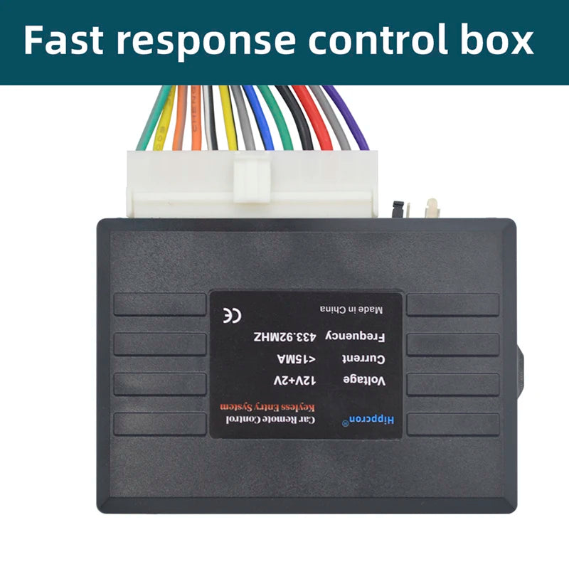 Remote Central Locking Kit fast response control box close-up with wiring harness connector