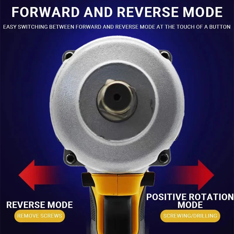 Front view of the Cordless Impact Wrench square drive anvil, showing the forward and reverse rotation switch.
