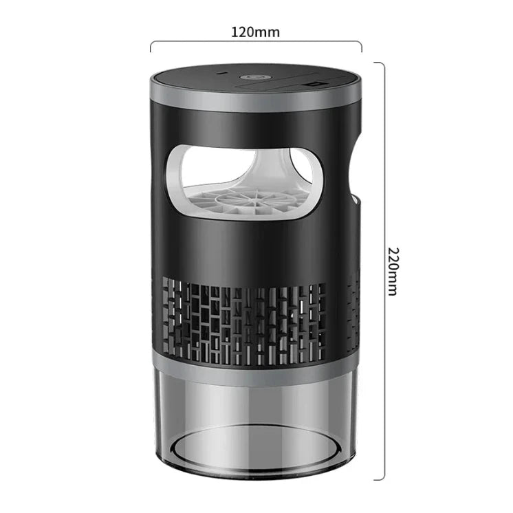 Dimension diagram of a Rechargeable Suction Mosquito Trap measuring 120 mm wide and 220 mm tall