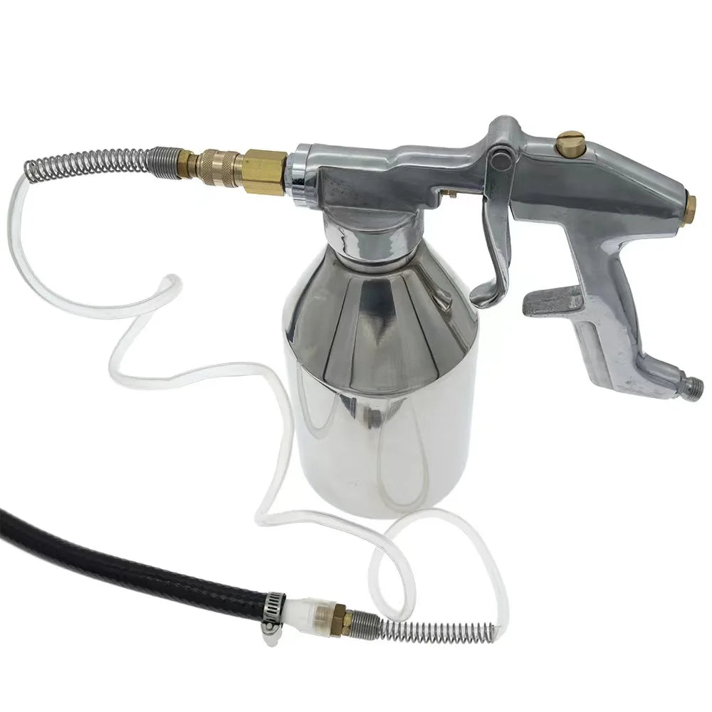 Cavity Wax Spray Gun with die-cast aluminium alloy body, suction feed fluid cup and coiled hoses