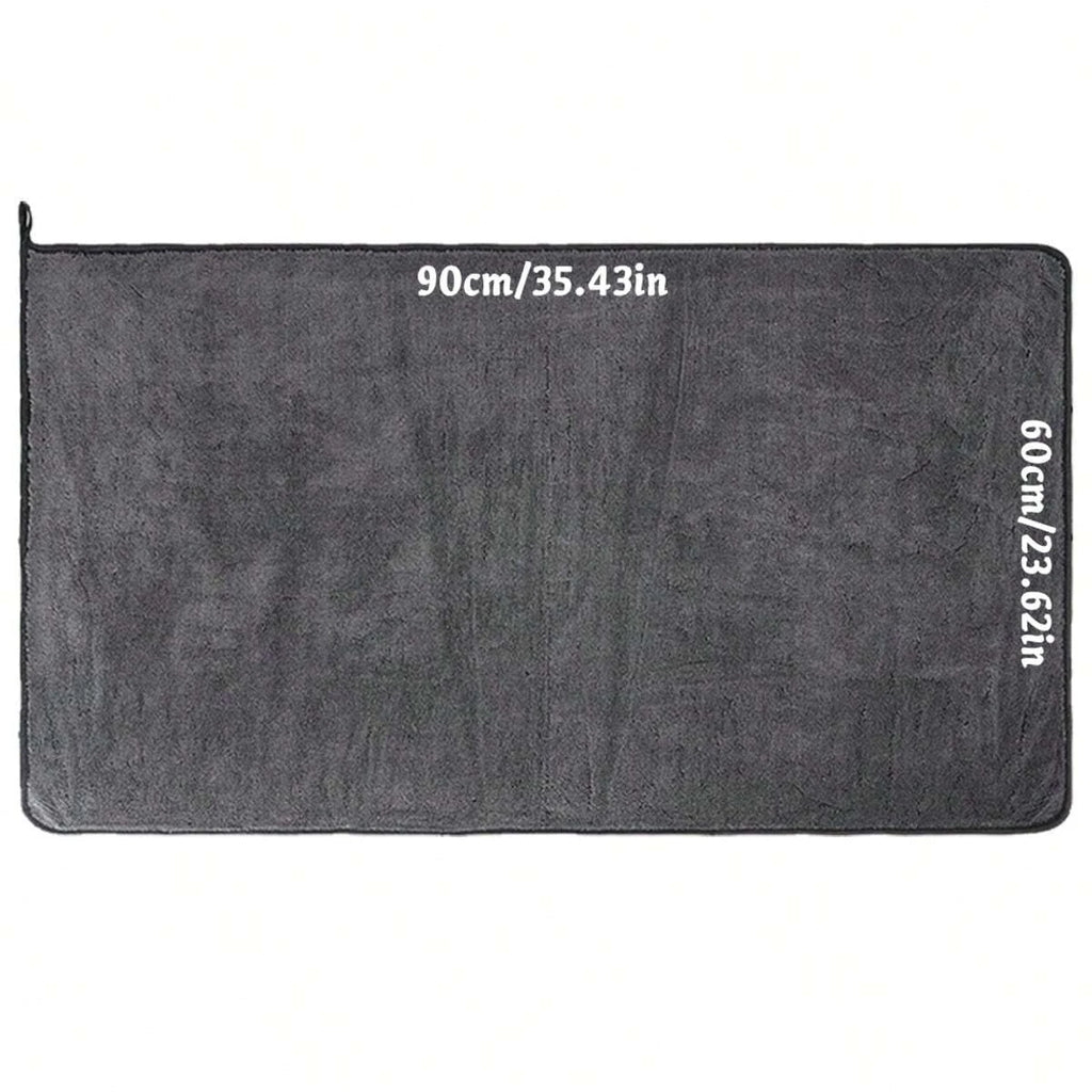 Flat lay of microfibre car drying towel, dimensions 90cm by 60cm