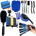 20-Piece Car Detailing Kit with wheel brush, wash mitt, microfibre towels, detailing brushes, duster, applicator pads and wire brushes