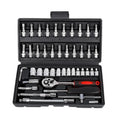 Chrome vanadium socket set displayed open in its black carrying case