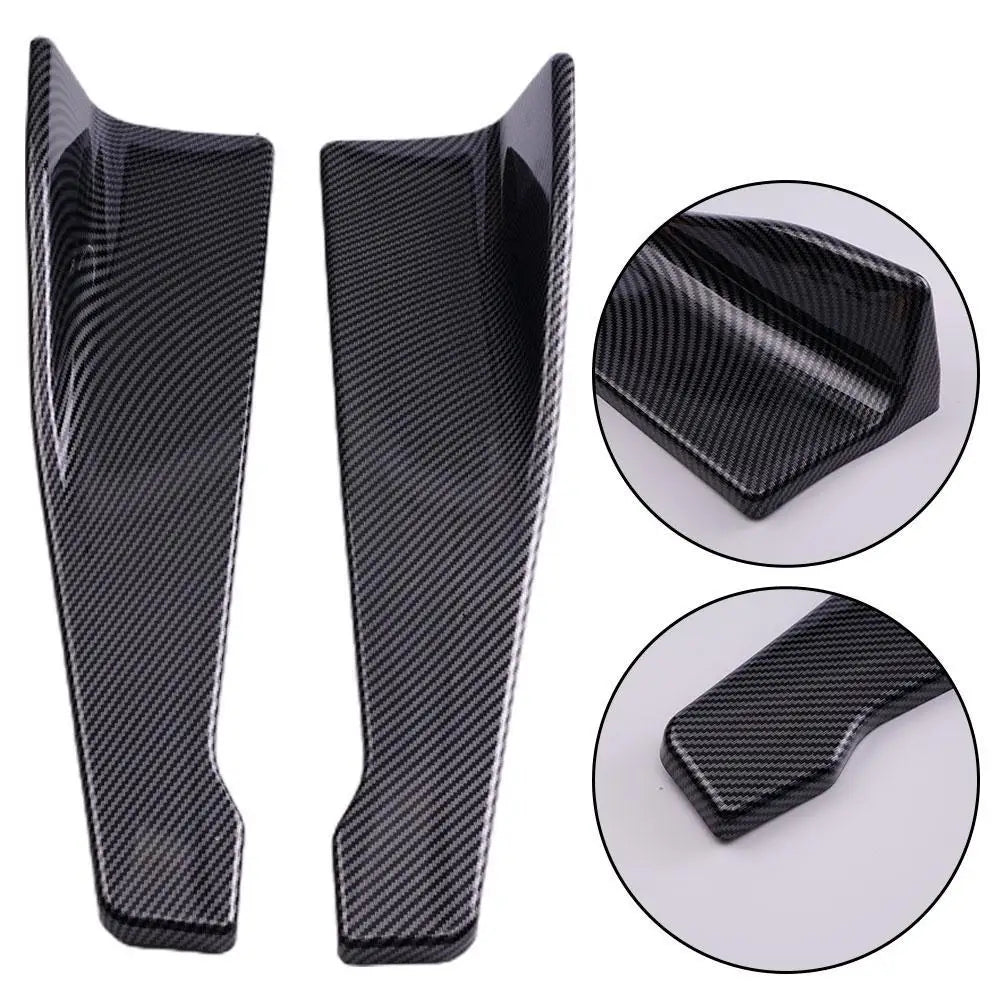 Product details graphic for the side skirt splitter set highlighting the durable ABS material, the adjustable mounting angle and the corner protection the splitter blades give the car body