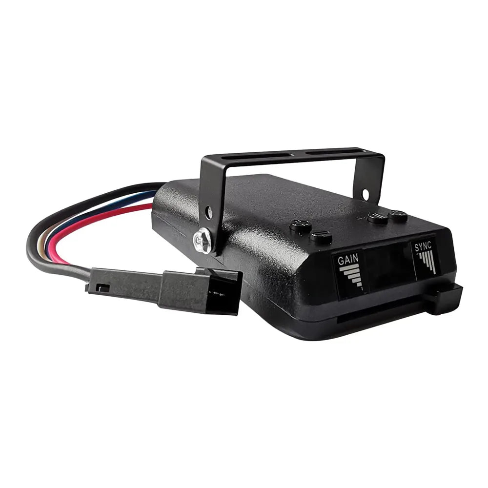 Digital Trailer Brake Controller unit with mounting bracket and wiring harness connector on a white background