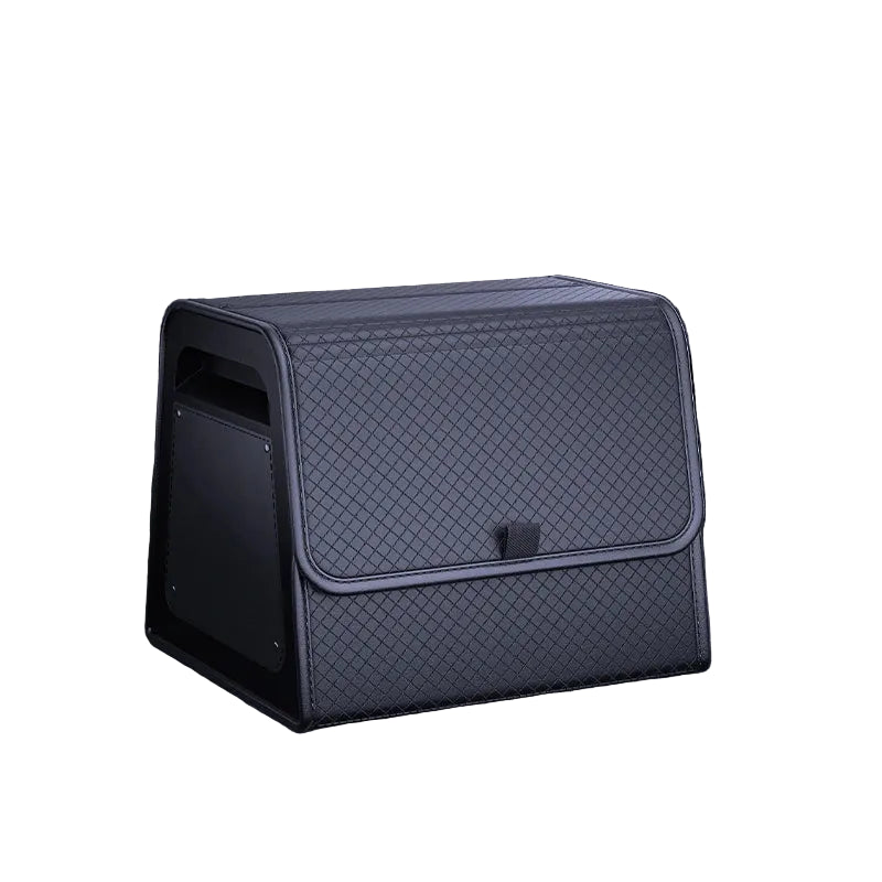 Black Magnetic Leather Boot Organiser shown open at an angle on a white background