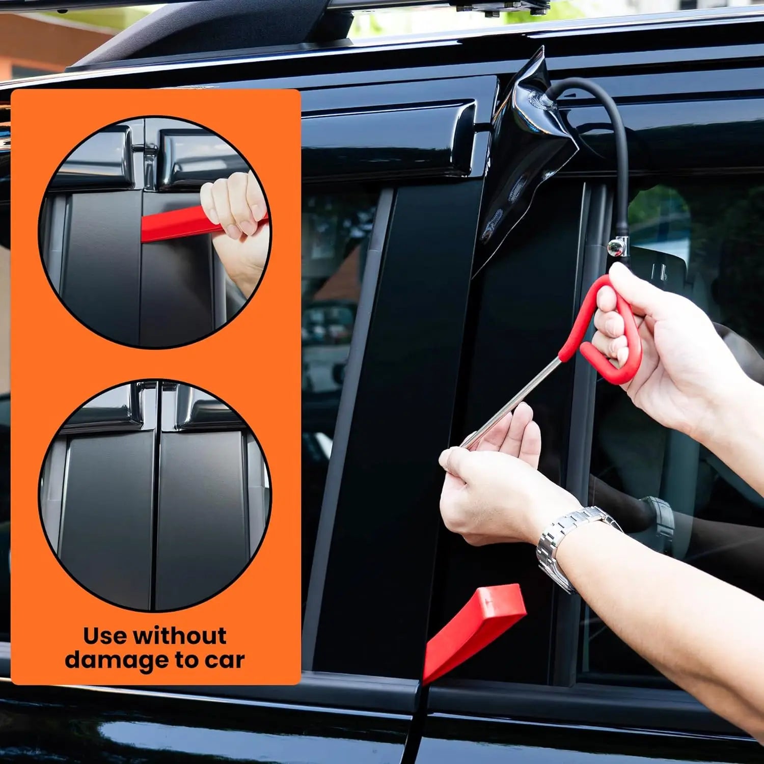 Car Door Trim Removal Kit pry tool removing a car window seal without damaging the paintwork