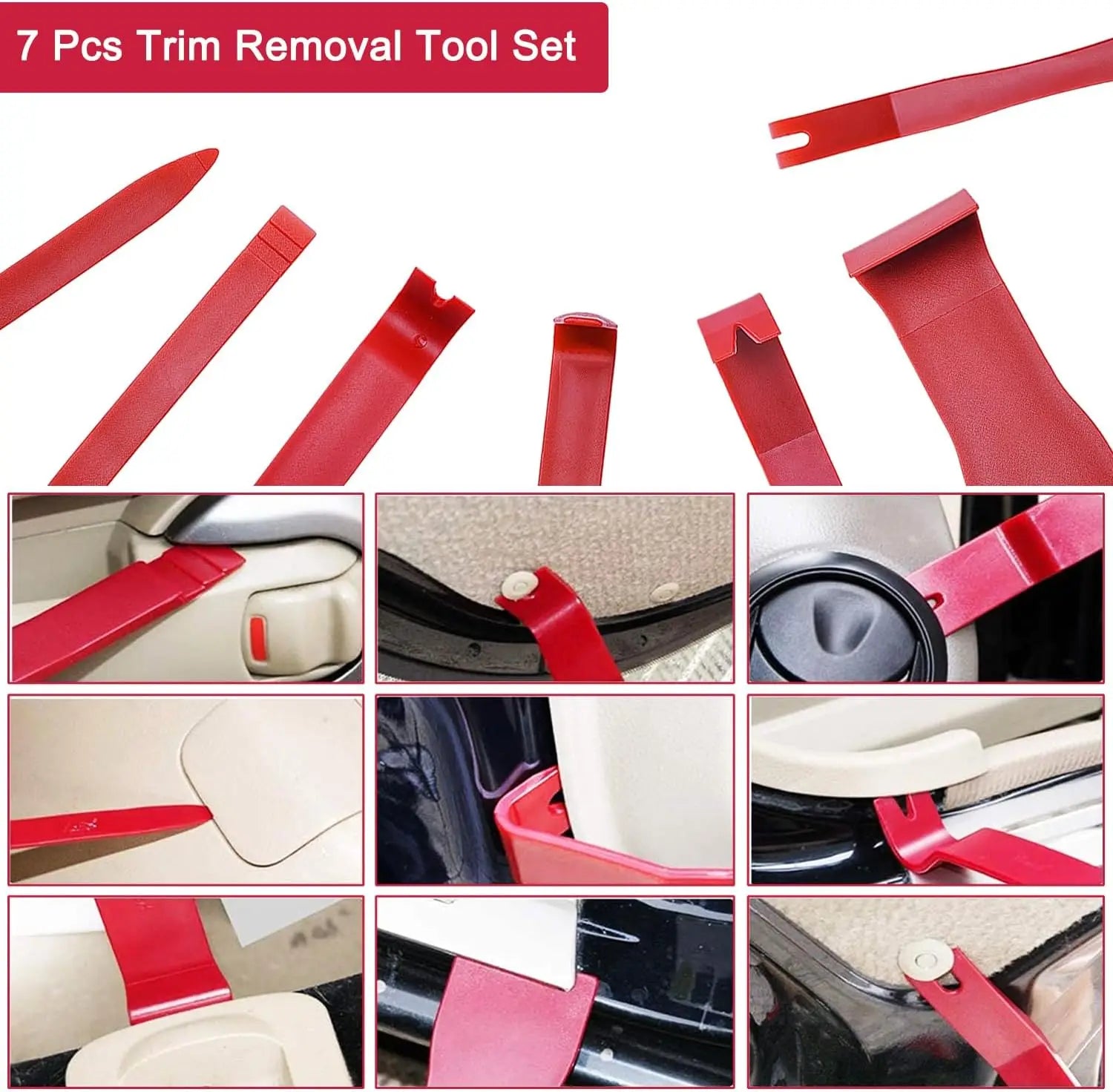 Car Door Trim Removal Kit seven-piece trim tool set removing interior door handles, seats and panel clips