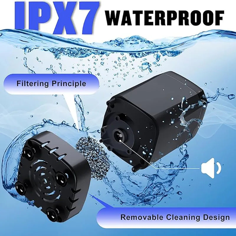 IPX7 waterproof Digital Display Camp Shower pump with removable filter cover for easy cleaning