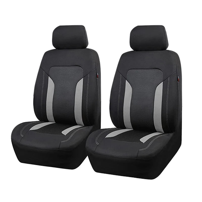 Black and grey Breathable Mesh Seat Covers front pair on a white background