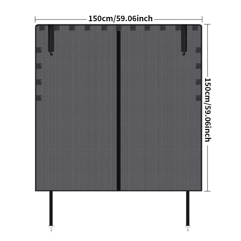 Tailgate Mosquito Net dimension diagram showing 150 cm width and 150 cm height