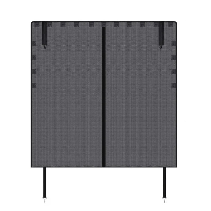 Tailgate Mosquito Net in grey mesh with a central zip opening and magnetic edge strips, on a white background