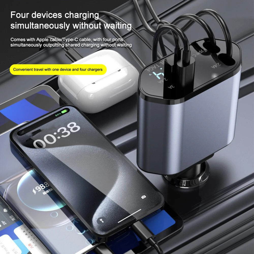 Magnetic wireless car charger mount with cooling fan holding a smartphone, side angle view.
