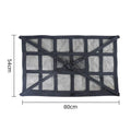 Black mesh car roof cargo net on white background showing 54cm x 80cm dimensions