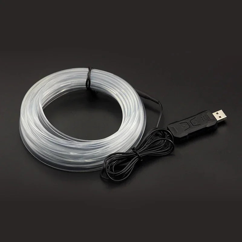 RGB Car Ambient Light Strip coiled fibre optic cable on a white background