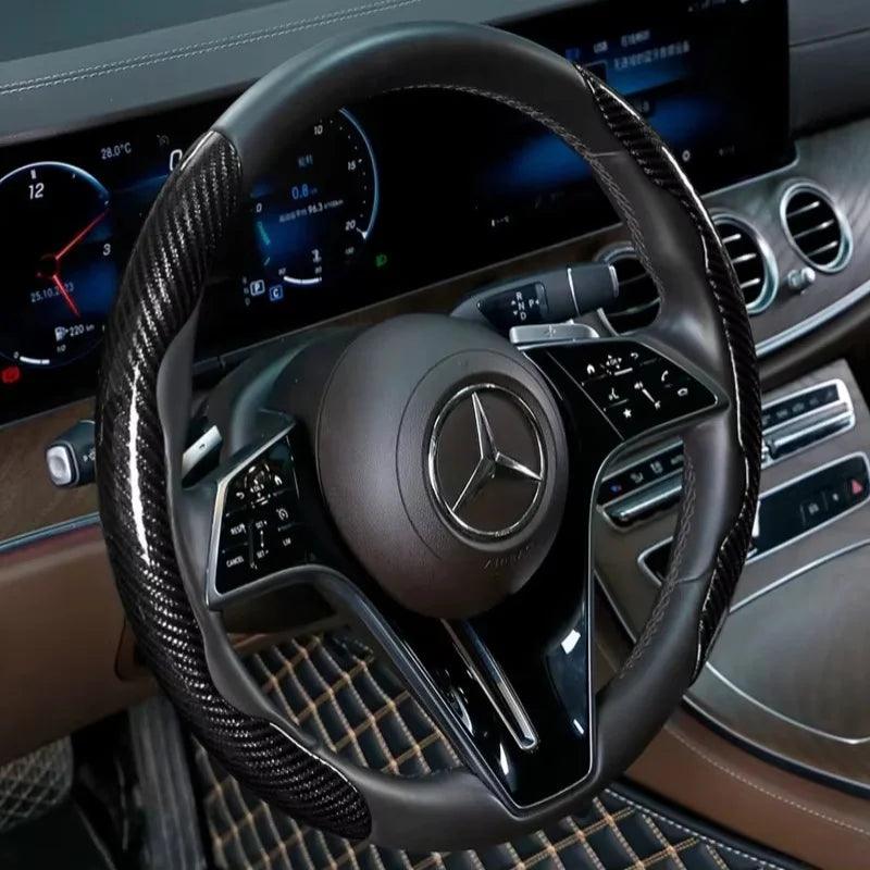 Black Carbon Fibre Wheel Cover fitted on Mercedes Benz steering wheel