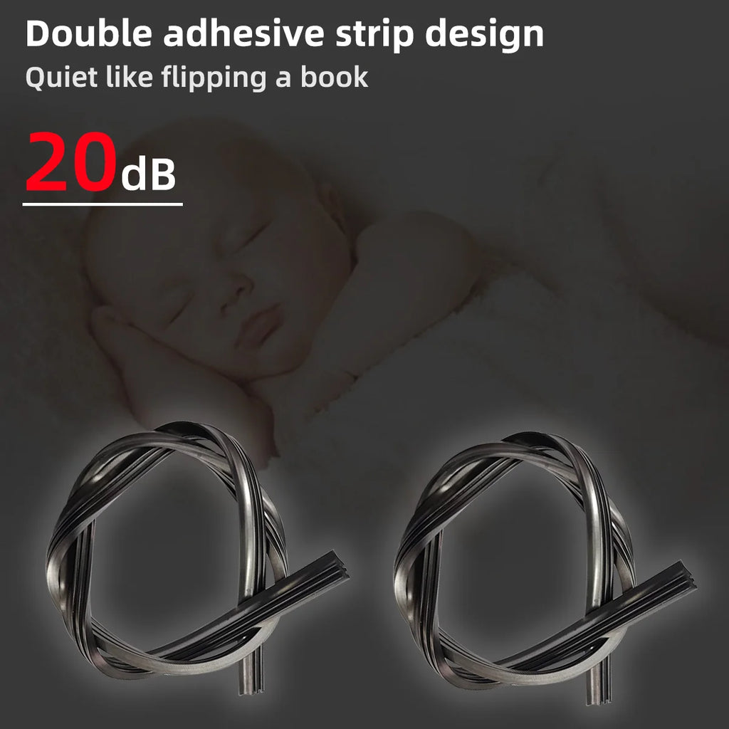 Universal Beam Windscreen Wiper Blade double adhesive strip design operating at 20 decibels, quiet like flipping a book