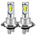 Pair of CSP LED Fog Light Bulbs H7 with 3570 LED chips and aluminium heat sink on white background