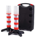 Two red and white Magnetic LED Warning Beacons with carry case, red/white colourway