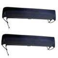 Pair of black Oxford roof rack pads with elastic straps on a white background