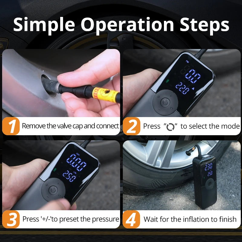 Four Step Guide to Operating Cordless Digital Tyre Inflator
