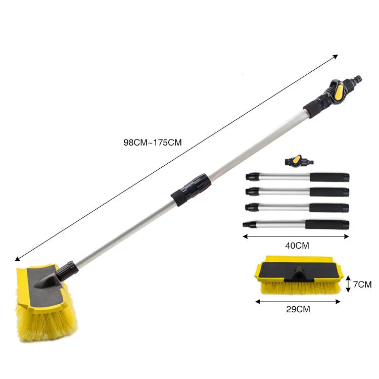 Ultra-Soft Detailing Brush dimension diagram: pole extends 98-175cm, four 40cm tube segments, 29 by 7cm brush head