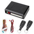 Auto Remote Locking Kit control box with antenna wire, wiring harness and two remote key fobs