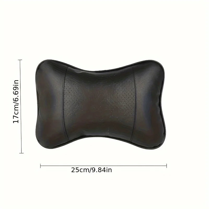 Portable 150mm x 250mm car neck support cushion on white background with size dimensions